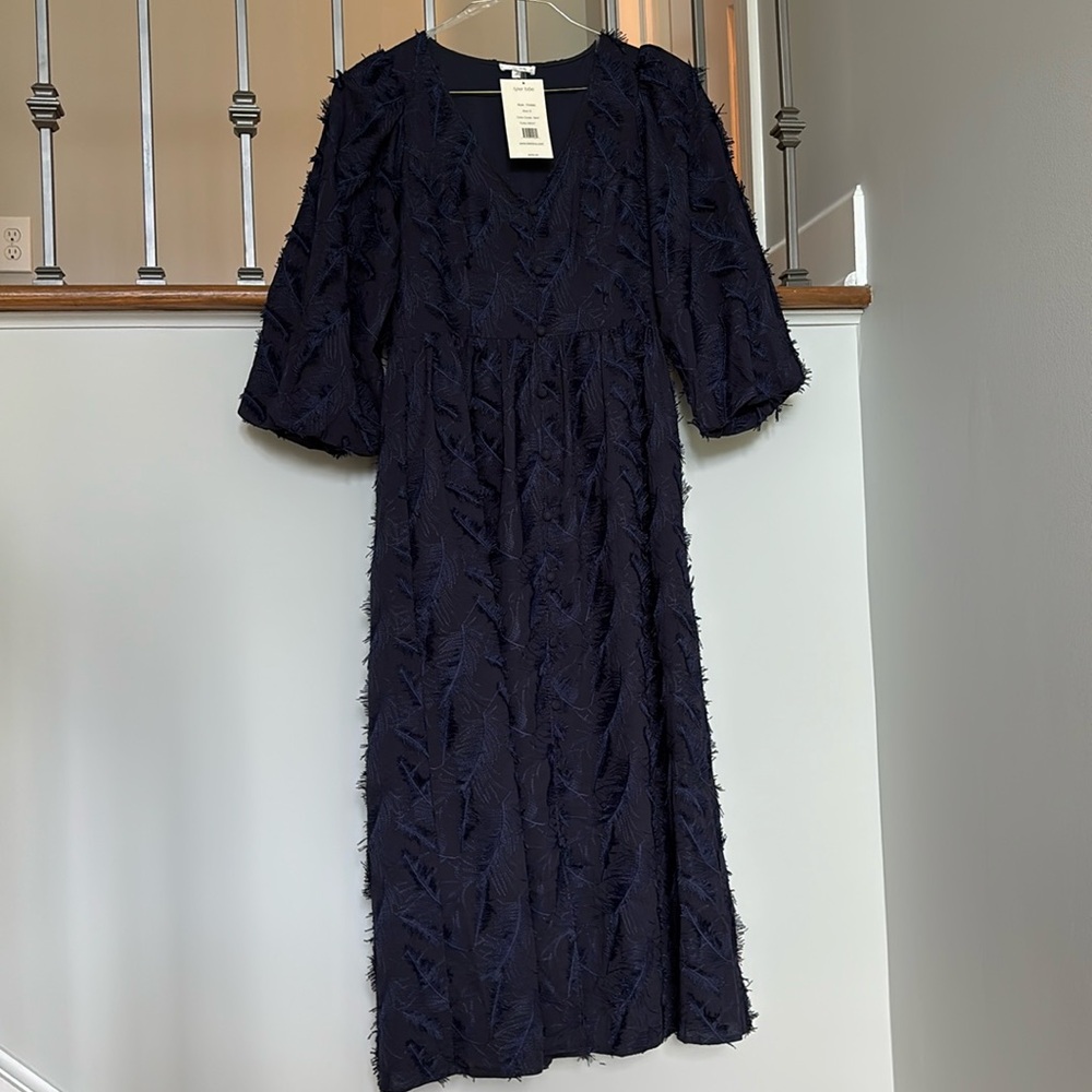 Tyler Boe elegant navy midi dress. Brand New with tags